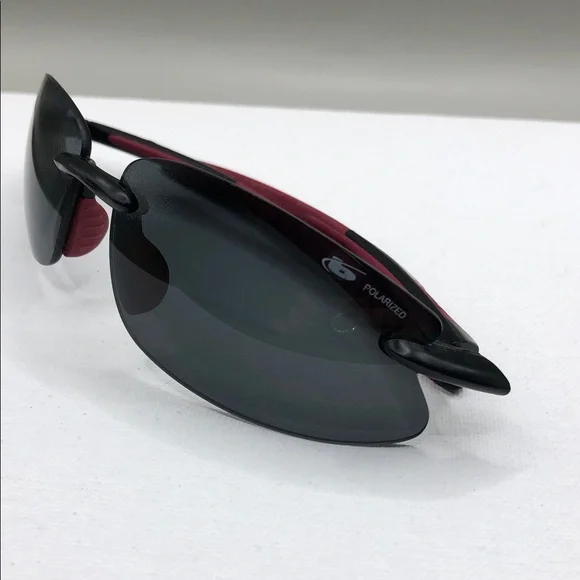 Bolle Clutch 10797 Sports Sunglasses Black Red Rimless Lightweight Polarized.